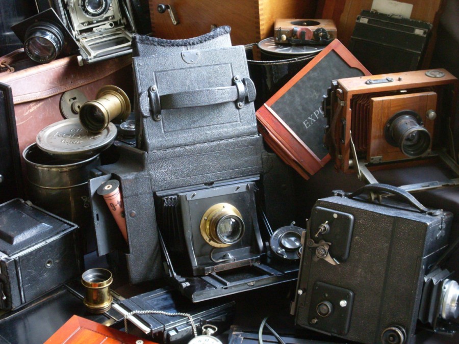 Classic cameras on an attic
